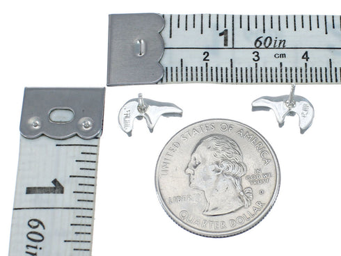 Southwest Sterling Silver Turquoise Inlay Bear Post Earrings JX129965