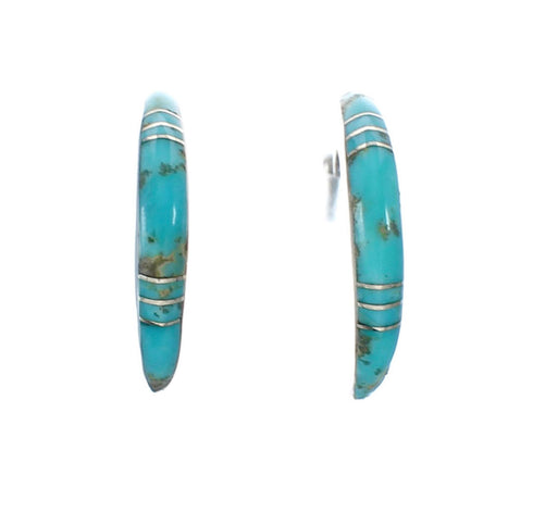 Sterling Silver Southwest Turquoise Post Hoop Earrings JX129938
