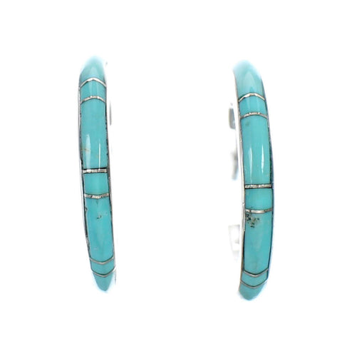 Sterling Silver Southwest Turquoise Post Hoop Earrings JX129952