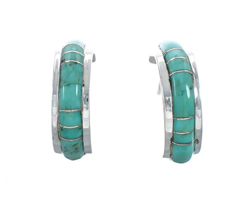 Sterling Silver Southwest Turquoise Post Hoop Earrings JX129942