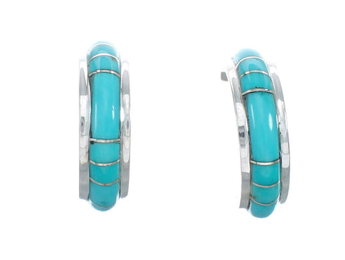 Sterling Silver Southwest Turquoise Post Hoop Earrings JX129943