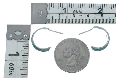 Sterling Silver Southwest Turquoise Post Hoop Earrings JX129943