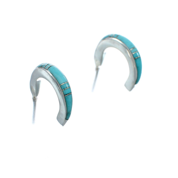 Sterling Silver Southwest Turquoise Post Hoop Earrings JX129949