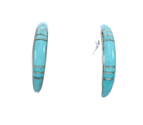 Sterling Silver Southwest Turquoise Post Hoop Earrings JX129949