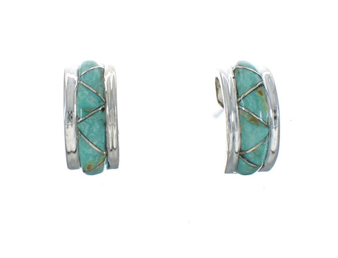 Sterling Silver Southwest Turquoise Post Hoop Earrings JX129957