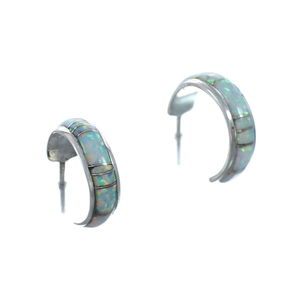 Sterling Silver Southwest Opal Post Hoop Earrings JX129945
