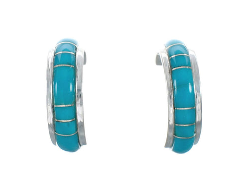 Sterling Silver Southwest Turquoise Post Hoop Earrings JX129940