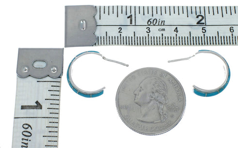 Sterling Silver Southwest Turquoise Post Hoop Earrings JX129940