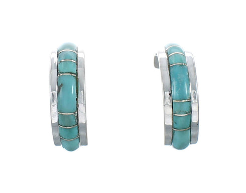 Sterling Silver Southwest Turquoise Post Hoop Earrings JX129947