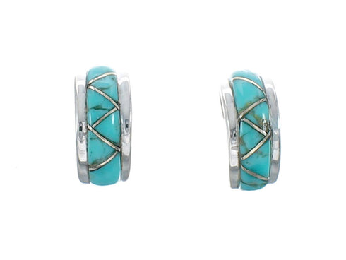 Sterling Silver Southwest Turquoise Post Hoop Earrings JX129956