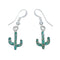 Sterling Silver Southwest Turquoise Cactus Inlay Hook Dangle Earrings JX129973