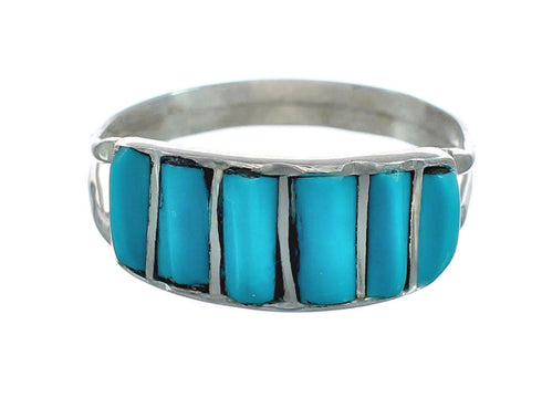 Turquoise Authentic Sterling Silver Zuni Ring Size 6-3/4 JX130033
