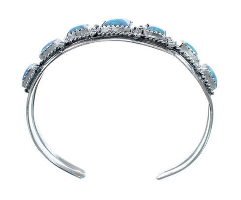 Blue Opal Genuine Sterling Silver Navajo Cuff Bracelet AX129728