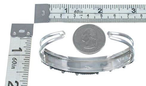 Blue Opal Genuine Sterling Silver Navajo Cuff Bracelet AX129728