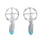 Native American Sterling Silver Turquoise Medicine Wheel Feather Post Dangle Earrings AX129774
