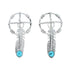Native American Sterling Silver Turquoise Medicine Wheel Feather Post Dangle Earrings AX129774