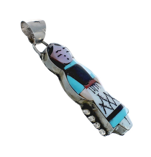 Multicolor Zuni Genuine Sterling Silver Storyteller Woman Pendant JX129675
