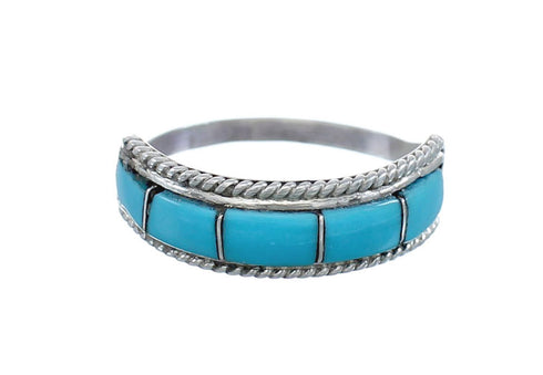 Turquoise Native American Genuine Sterling Silver Ring Size 8 JX129698
