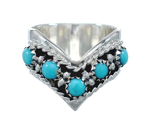 Genuine Sterling Silver Zuni Turquoise Ring Size 9-3/4 JX129722