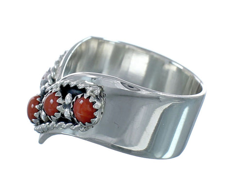 Genuine Sterling Silver Zuni Coral Ring Size 7 JX129724