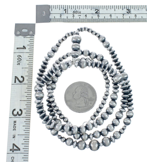 Native American Genuine Old Pawn Style Sterling Silver Bead Necklace JX129686