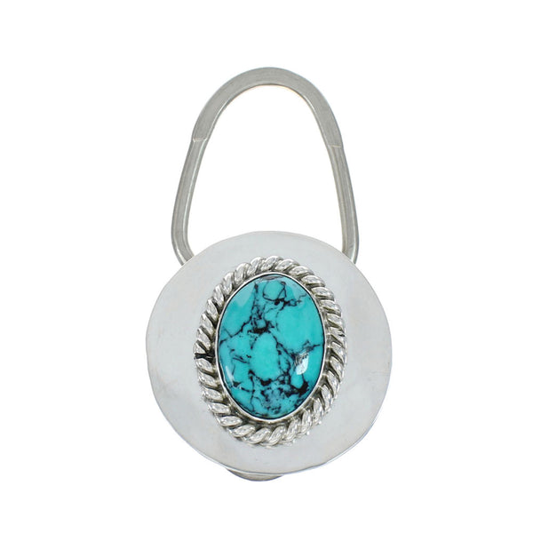 Native American Authentic Sterling Silver Turquoise Key Chain AX129893