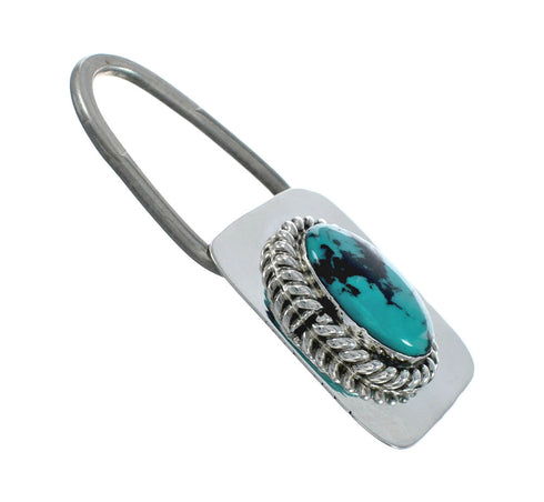 Native American Authentic Sterling Silver Turquoise Key Chain AX129898