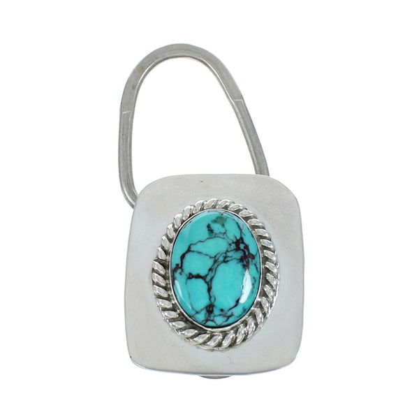 Native American Authentic Sterling Silver Turquoise Key Chain AX129899