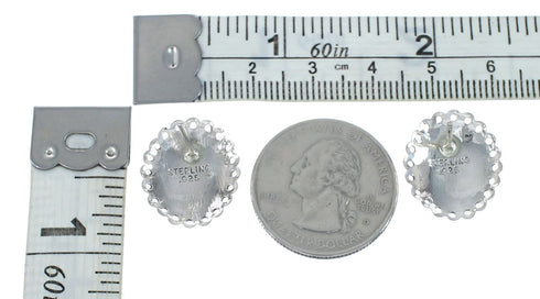 Azurite Genuine Sterling Silver Concho Post Stud Earrings AX129920