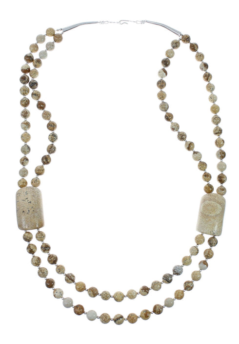Sterling Silver Picture Rock Navajo Bead Necklace AX129922