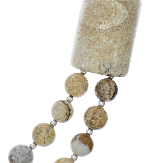 Sterling Silver Picture Rock Navajo Bead Necklace AX129922