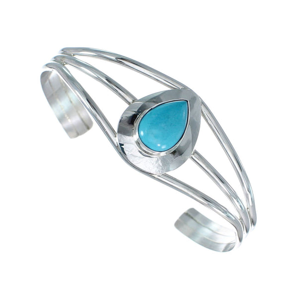 Man Made Turquoise Genuine Sterling Silver Native American Cuff Bracelet JX129731