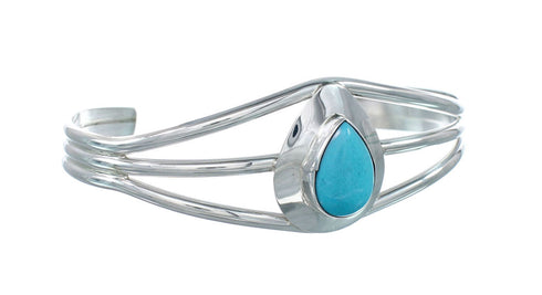 Man Made Turquoise Genuine Sterling Silver Native American Cuff Bracelet JX129731