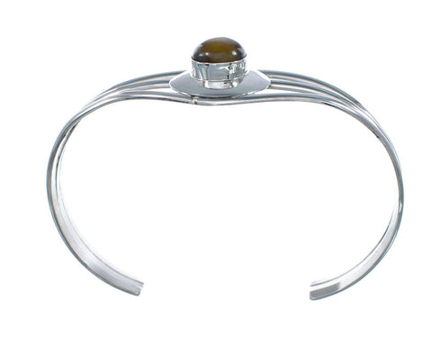 Genuine Sterling Silver Tiger Eye Native American Cuff Bracelet JX129741