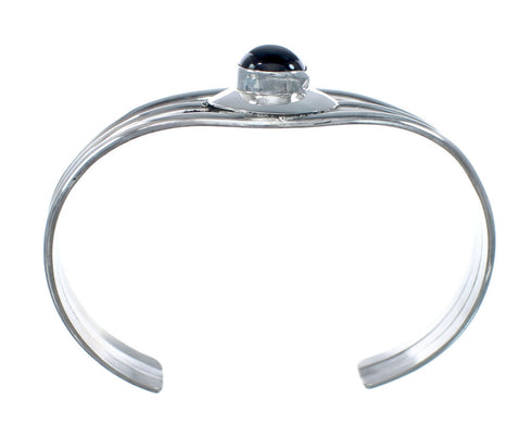 Genuine Sterling Silver Onyx Native American Cuff Bracelet JX129737