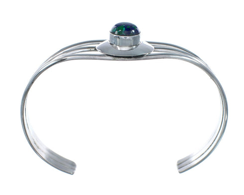 Genuine Sterling Silver Man Made Azurite Native American Cuff Bracelet JX129736
