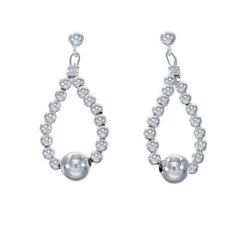 Native American Sterling Silver Bead Post Dangle Earrings JX129752