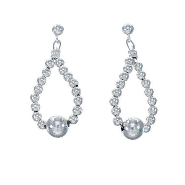 Native American Sterling Silver Bead Post Dangle Earrings JX129752