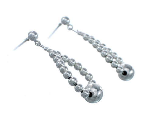 Native American Sterling Silver Bead Post Dangle Earrings JX129752