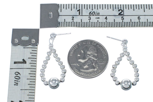Native American Sterling Silver Bead Post Dangle Earrings JX129752