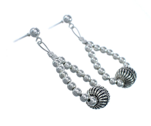 Native American Sterling Silver Bead Post Dangle Earrings JX129754