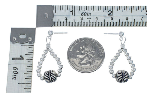 Native American Sterling Silver Bead Post Dangle Earrings JX129754