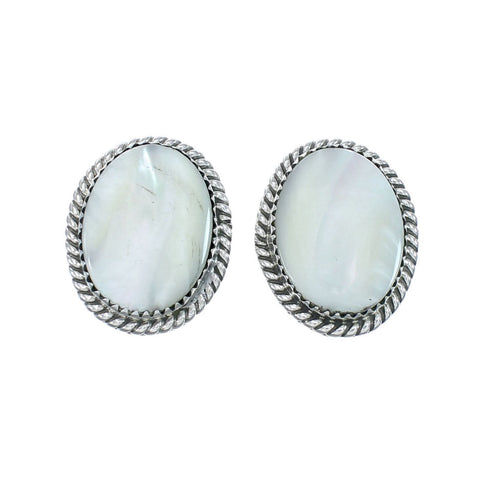 Mother of Pearl Navajo Sterling Silver Post Earrings AX130176