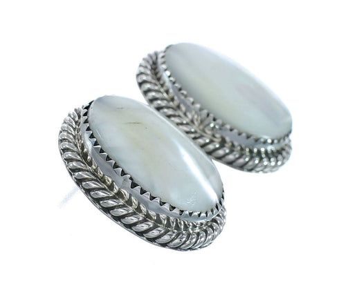 Mother of Pearl Navajo Sterling Silver Post Earrings AX130176