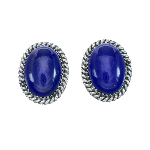 Lapis Navajo Sterling Silver Post Earrings AX130177