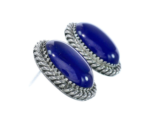 Lapis Navajo Sterling Silver Post Earrings AX130177