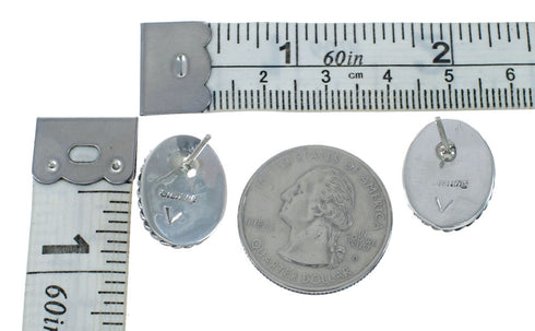 Tiger Eye Navajo Sterling Silver Post Earrings AX130178