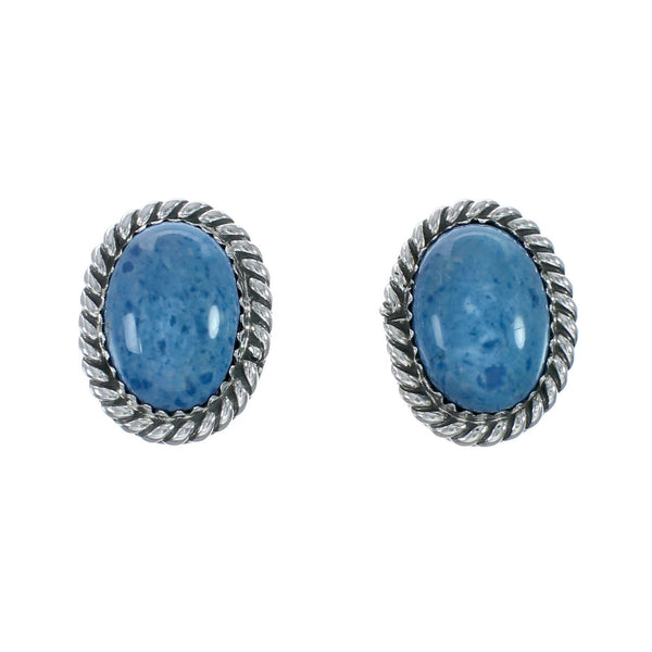 Man Made Denim Lapis Navajo Sterling Silver Post Earrings AX130179