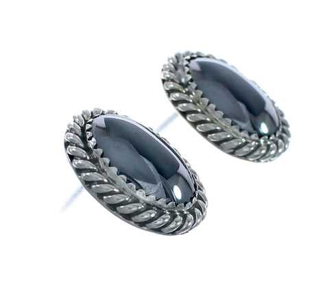 Hematite Navajo Sterling Silver Post Earrings AX130180