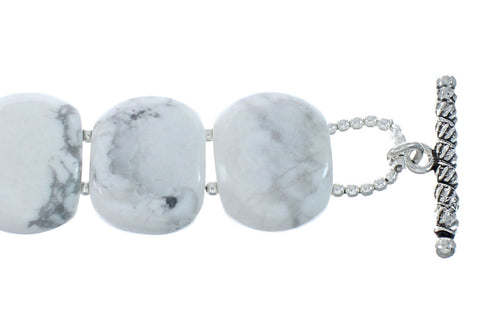 Native American Genuine Sterling Silver Howlite Bead Bracelet AX130182